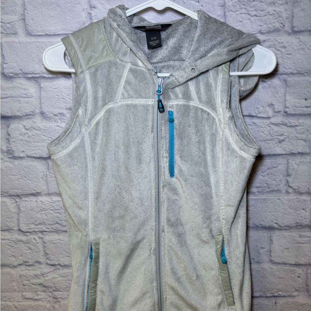 Outdoor Research Vest Womens Size SP Fleece Hooded Gray Blue Warm Winter